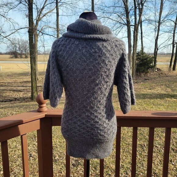 Old Navy Gray Textured Knit Wool Mohair Blend Short Sleeve Turtleneck Size XS - Picture 6 of 14